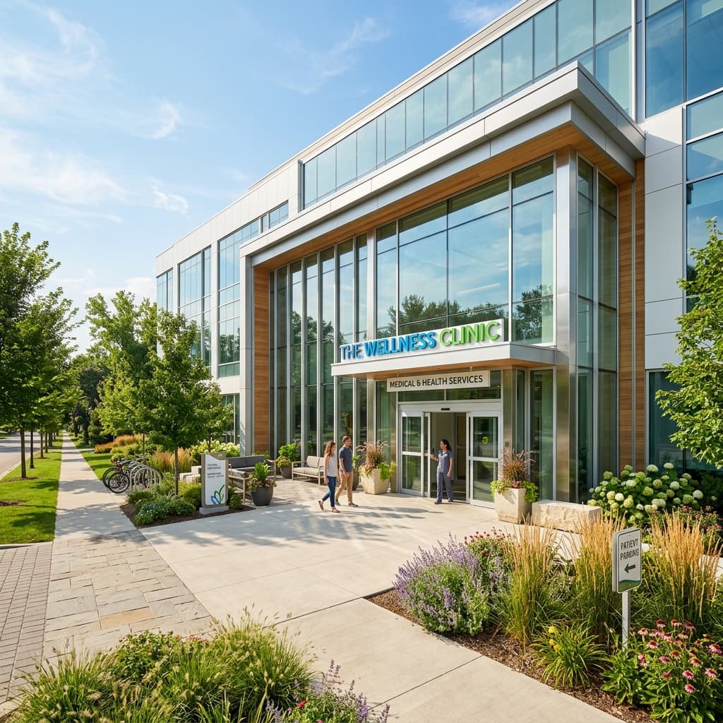 Medical facility glass entrance